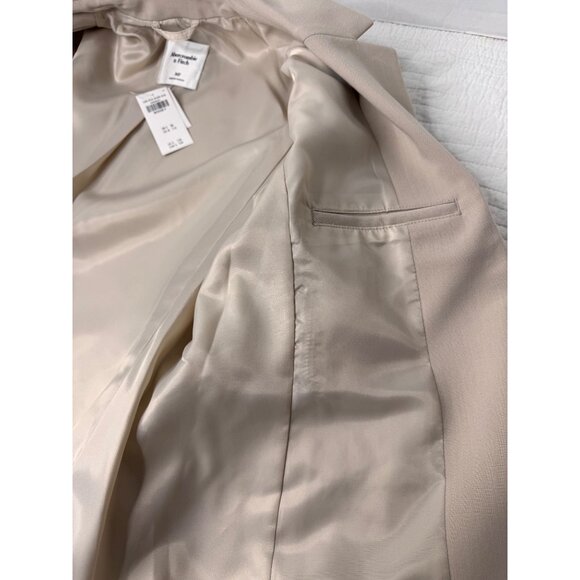 NWT Abercrombie&Fitch Classic Suiting Blazer Jacket Ash/Tan Woman’s SZ M Career - Picture 8 of 12